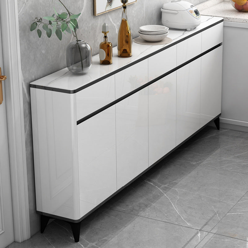 Cena superior de vidrio aparador de tableros laterales espejados blancos con patas de metal