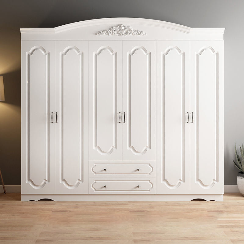 Engineered Wood Wardrobe Closet with Garment Rod White Wardrobe Cabinet 94"L x 20"W x 82"H White Clearhalo 'Armoires & Wardrobes' 'armoires_wardrobes' 'Bedroom Furniture' 'furn' 'furn_armoires_wardrobes' 'Furniture' 6733131