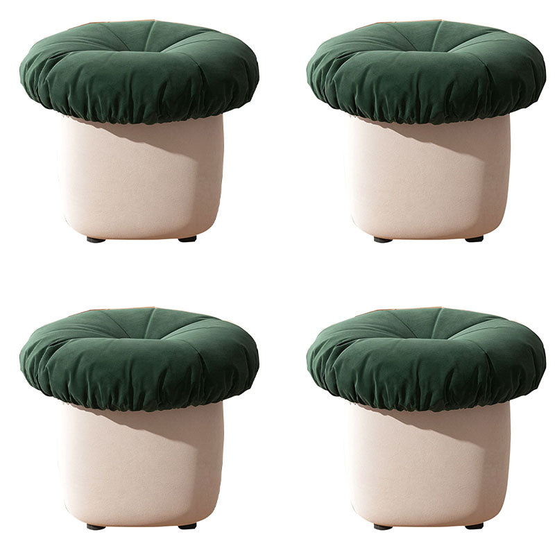 Contemporary Pouf Ottoman Cotton Upholstered Tufted Mushroom Shape Ottoman Army Green 4 Piece Set Clearhalo 'furn' 'furn_ottomans_poufs' 'Furniture' 'Living Room Furniture' 'Ottomans & Poufs' 'ottomans_poufs' 6734199