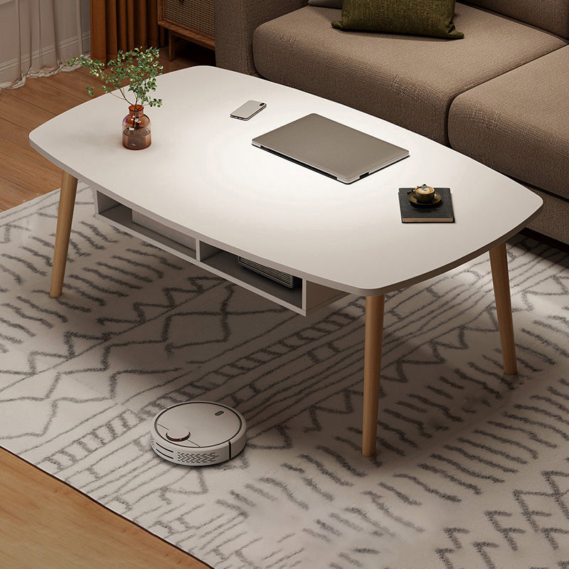 4 Legs Wood Coffee Table Set Bedroom Coffee Table with Storage 47"L x 24"W x 16.5"H Ivory Rectangular Clearhalo 'Coffee & Accent Tables' 'Coffee Tables' 'coffee_tables' 'furn' 'furn_coffee_tables' 'Furniture' 'Living Room Furniture' 6736393