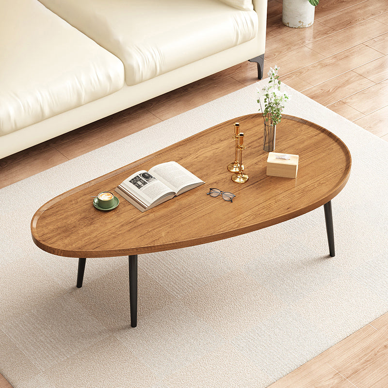 Moderne koffie- of eindtafel kunstmatig hout en metalen salontafel met 4 poten