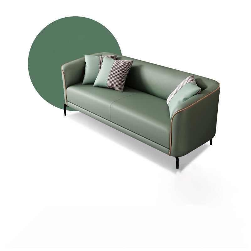 Contemporary Faux Leather Sofa with Single Cushion Seat 3-Seat Tuxedo Arm Sofa