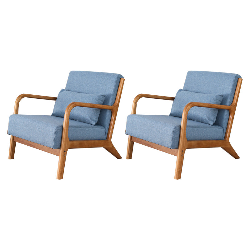 Mid-Century Modern Accent Armchair Living Room Round Arms Pillow Back Arm Chair Blue 2 Piece Set Clearhalo 'Accent Chairs' 'accent_chairs' 'Chairs & Seating' 'furn' 'furn_accent_chairs' 'Furniture' 'Living Room Furniture' 6736922