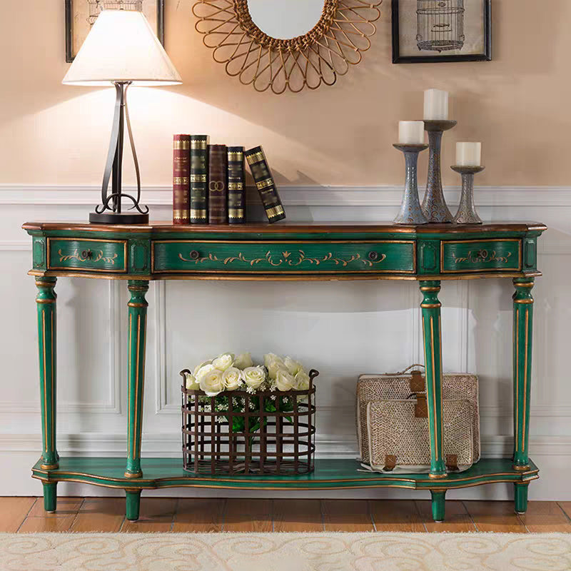 Victoria Wooden Console Table Free Form Console Sofa Table for Hall Green Clearhalo 'Console Tables' 'console_tables' 'Entry & Mudroom Furniture' 'furn' 'furn_console_tables' 'Furniture' 6737577