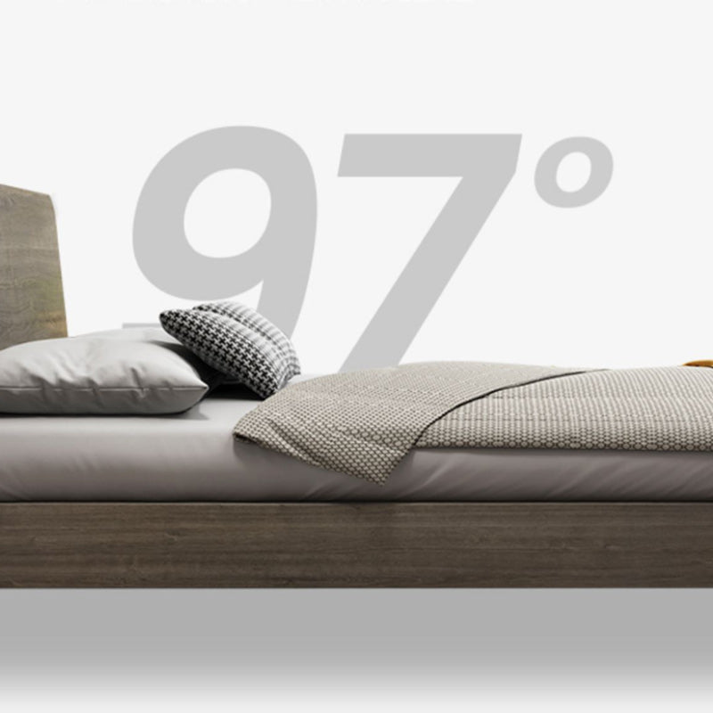 Eigentijdse houten matras opgenomen met rechthoekige rechthoekige paneelbed