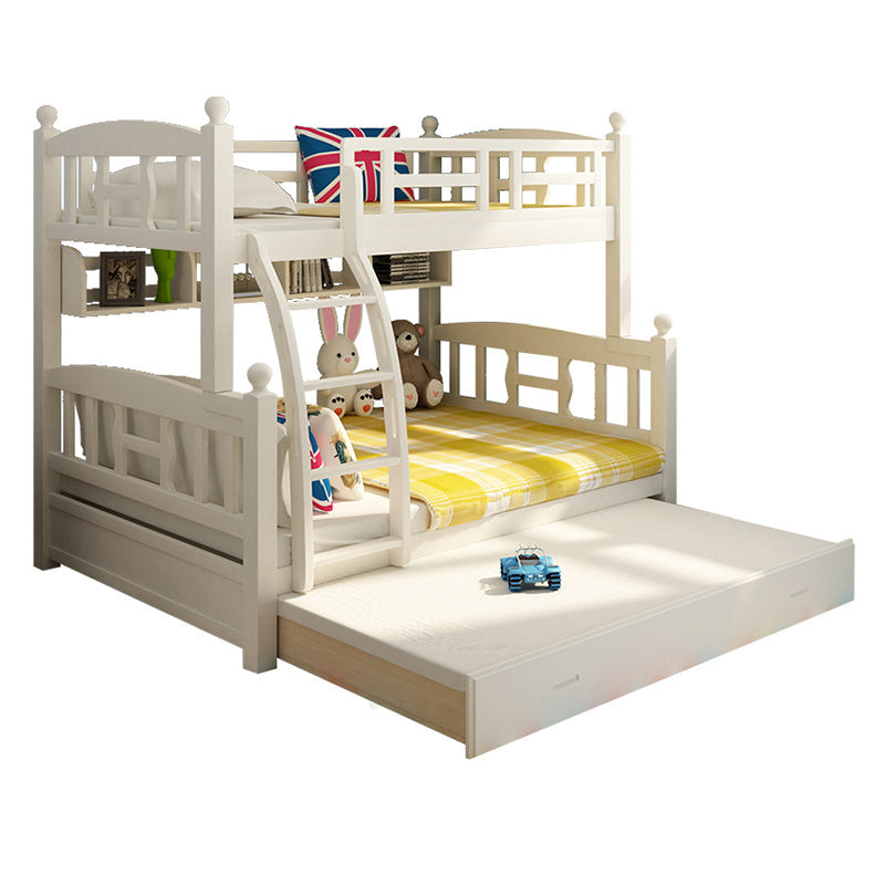 Solid Wood Bunk Bed Modern Style White Bunk Bed with Guardrail Bed & Cabinet Bed & Mattress Clearhalo 'Bedroom Furniture' 'Beds' 'furn' 'furn_beds' 'Furniture' 6738733