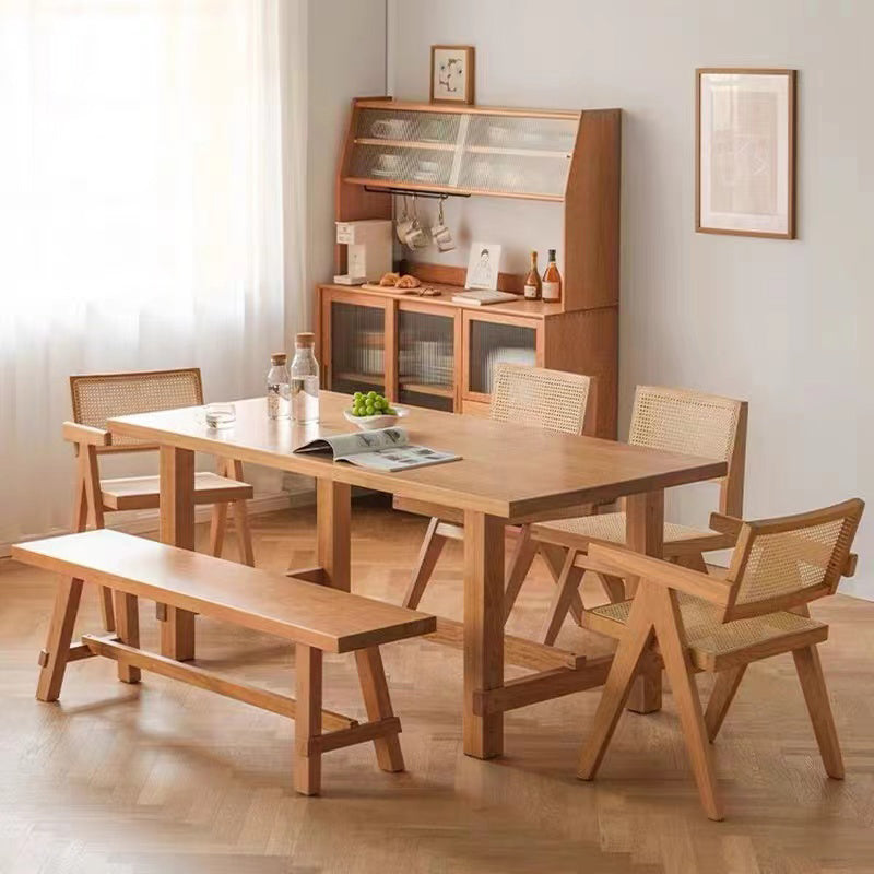 Set da pranzo in legno massiccio 1/2/4/6 PC set da pranzo in stile moderno con tavolo rettangolo