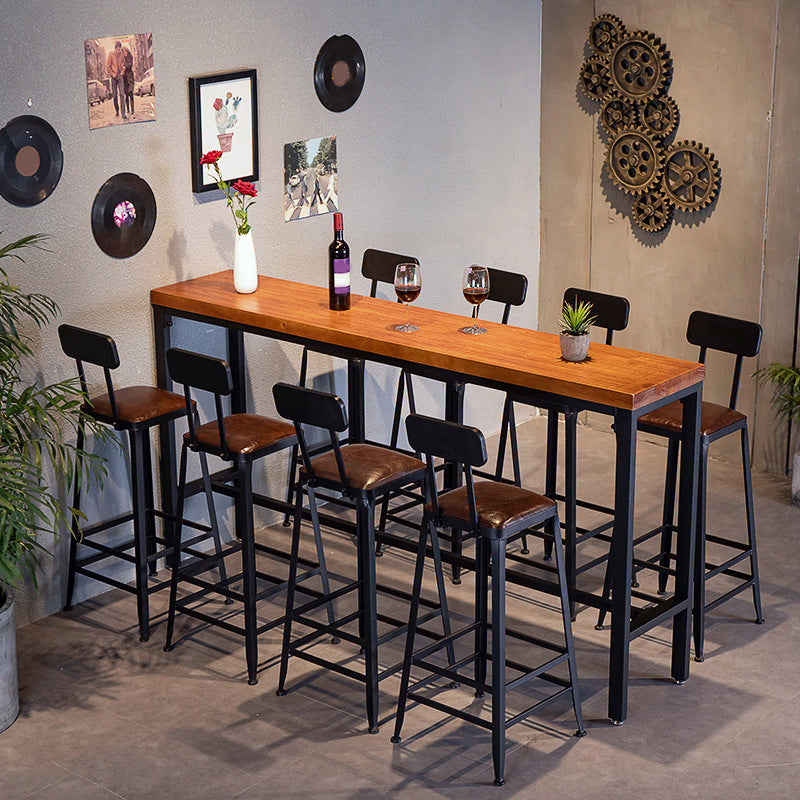 Industrial Bar Table Set 1/4/7/9 Pieces Solid Wood Pub Table Set for Indoor