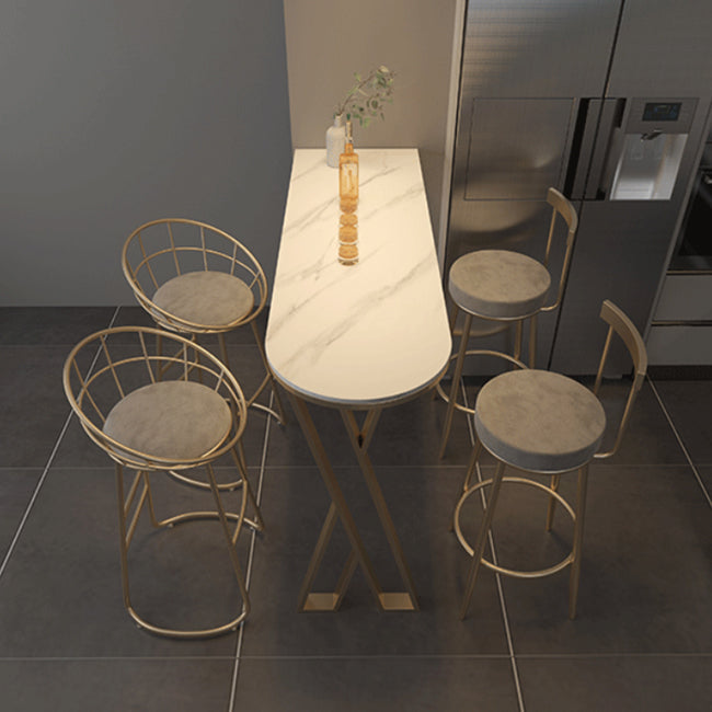 Industrial 1/2/3/5 Pieces Bar Table Set Rectangle Stone Counter Table with High Stools