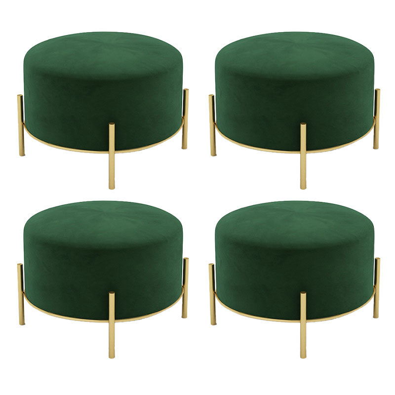 Solid Color Round Ottoman Mildew Resistant Velvet Upholstered Ottoman Green 4 Piece Set Clearhalo 'furn' 'furn_ottomans_poufs' 'Furniture' 'Living Room Furniture' 'Ottomans & Poufs' 'ottomans_poufs' 6745991