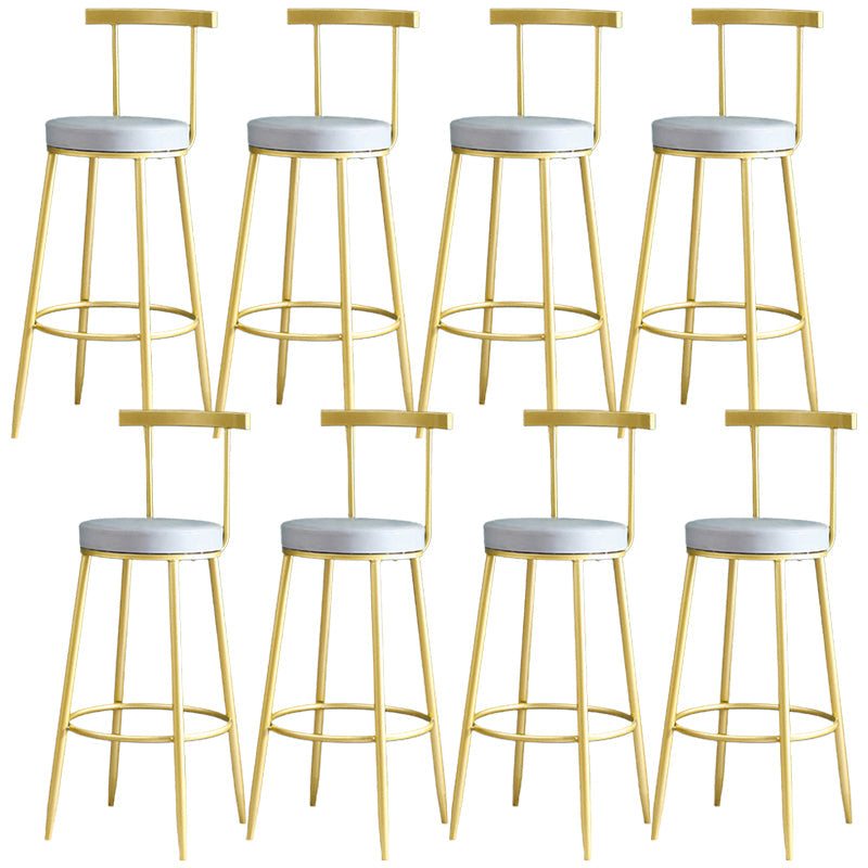 Metal Low Back Dining Stools Glam Armless Bar Stools with Gold Metal Base Grey 8 Piece Set Clearhalo 'Bar Furniture' 'Bar Stools' 'bar_stools' 'furn' 'furn_bar_stools' 'Furniture' 'Kitchen & Dining Furniture' 6746797