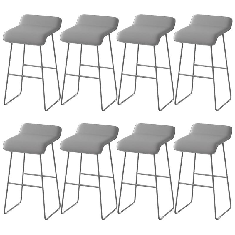 Faux Leather Armless Dining Stools Contemporary Bar Stools with Metal Base Gray 8 Piece Set Clearhalo 'Bar Furniture' 'Bar Stools' 'bar_stools' 'furn' 'furn_bar_stools' 'Furniture' 'Kitchen & Dining Furniture' 6746839