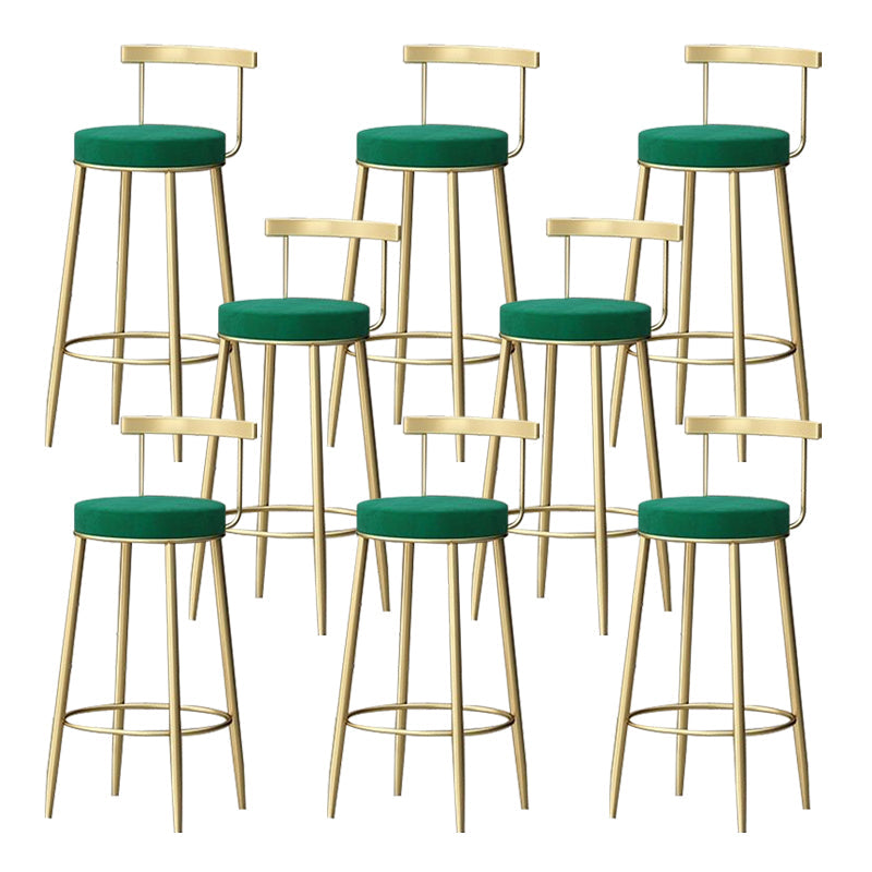 Glam Low Back Dining Stool Metal Armless Bar Stool with Cushion