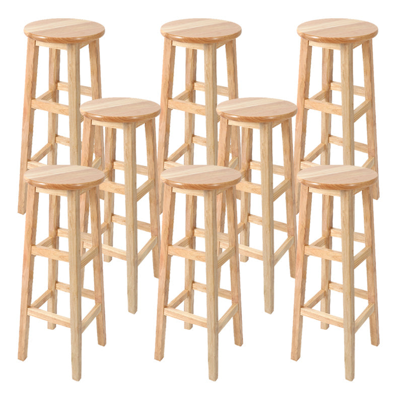 Solid Wood Bar Stool Backless Armless Counter Stool for Dining Room