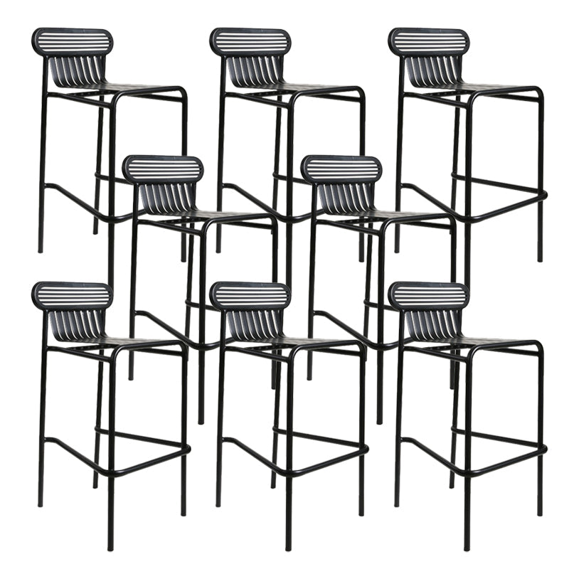 Metallic Finish Indoor Stools Industrial Style Metal Bar Stools Black 8 Piece Set Clearhalo 'Bar Furniture' 'Bar Stools' 'bar_stools' 'furn' 'furn_bar_stools' 'Furniture' 'Kitchen & Dining Furniture' 6747232