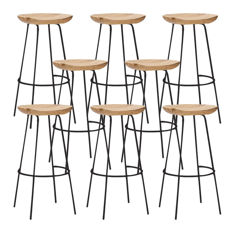 Solid Wood Modern Counter & Bar Stools Matte Finish Indoor Stools Natural Wood Black 8 Piece Set Bar Stool(30"H) Clearhalo 'Bar Furniture' 'Bar Stools' 'bar_stools' 'furn' 'furn_bar_stools' 'Furniture' 'Kitchen & Dining Furniture' 6747822