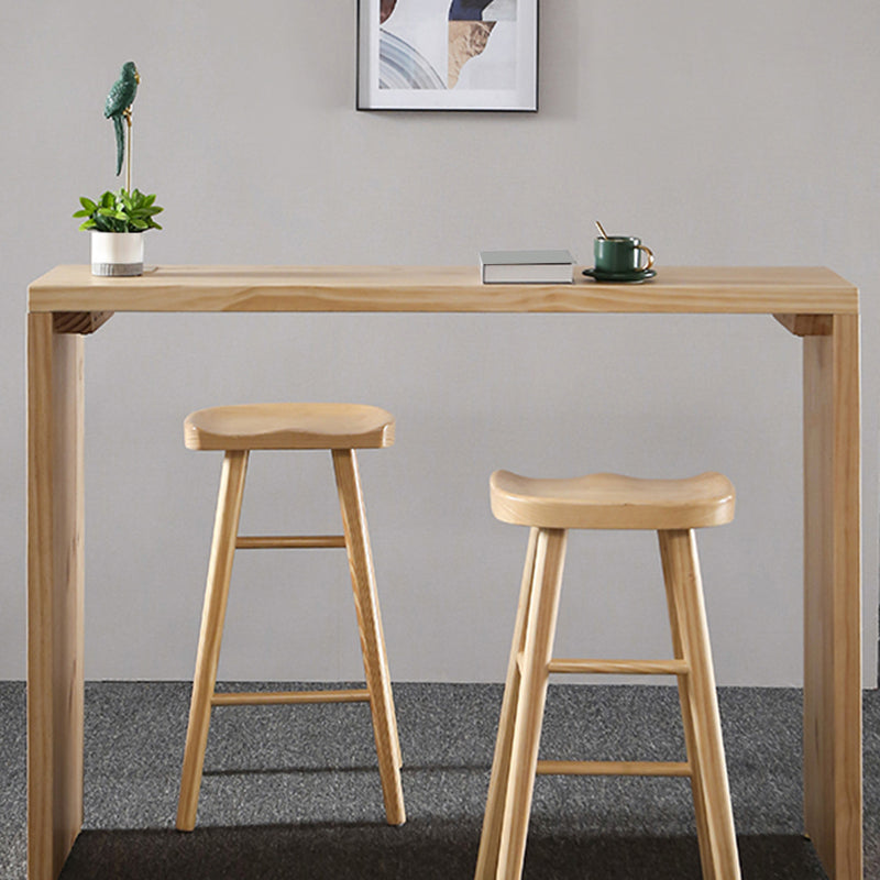 Rectangle Standard Height Bar Table Pine Solid Wood Bar Dining Table with Double Pedestal 63"L x 12"W x 31"H Without Chairs Clearhalo 'Bar Furniture' 'Bar Tables' 'bar_tables' 'furn' 'furn_bar_tables' 'Furniture' 'Kitchen & Dining Furniture' 6748447