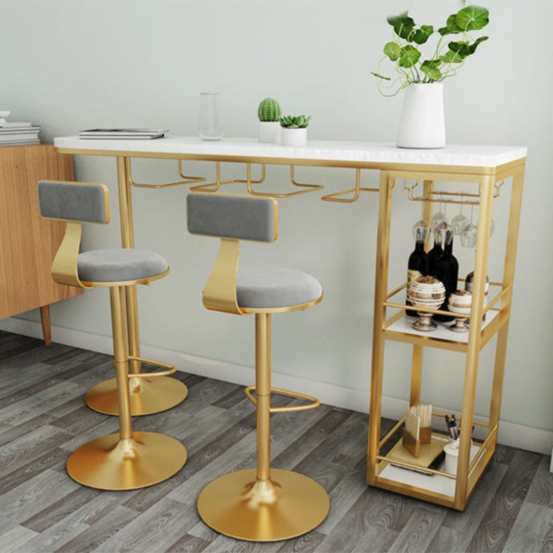 Sintered Stone Bistro Bar Table Modern Gold Frame Bar Table for Living Room 78.7"L x 15.7"W x 41.3"H Without Chairs Clearhalo 'Bar Furniture' 'Bar Tables' 'bar_tables' 'furn' 'furn_bar_tables' 'Furniture' 'Kitchen & Dining Furniture' 6748474