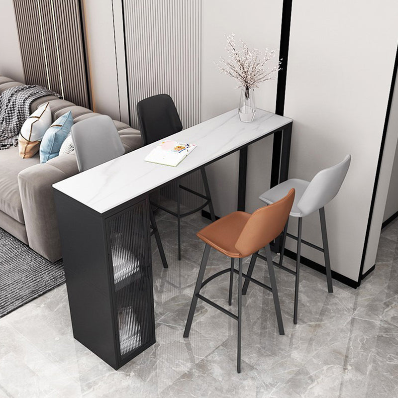 Mesa de bar de bistro de estilo moderno mesa de bar de piedra sinterizada con almacenamiento