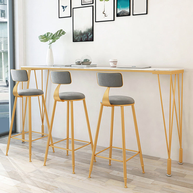 Mesa de bar de bistro de estilo glam rectángulo mesa de bar de mármol falso para sala de estar