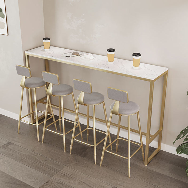 Faux Marble Bistro Bar Table Rectangle Trestle Bar Table for Living Room 78.7"L x 15.7"W x 41.3"H Without Chairs Clearhalo 'Bar Furniture' 'Bar Tables' 'bar_tables' 'furn' 'furn_bar_tables' 'Furniture' 'Kitchen & Dining Furniture' 6748598