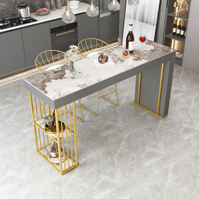 Mesa de barra de bistro rectangular moderna mesa de almacenamiento de piedra sinterizada