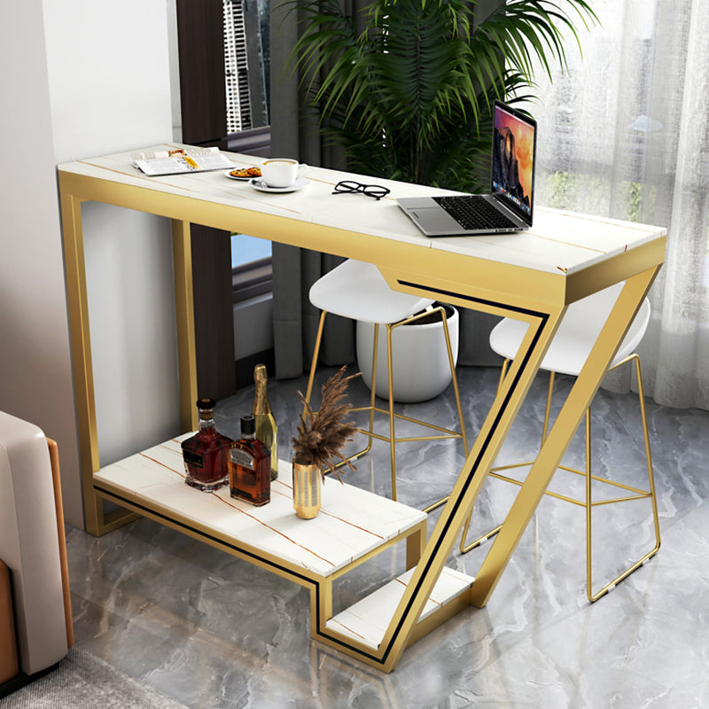 Glam Bistro Bar Tisch Rechteck gesinterte Steinstange Tisch für Wohnzimmer