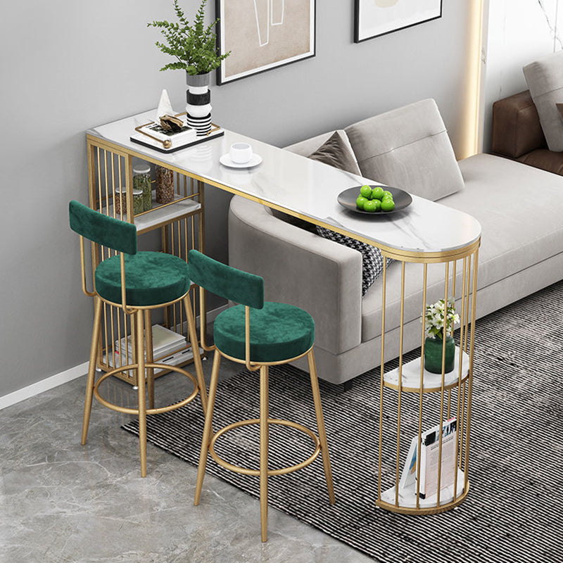 Modern Bistro Bar Table Storage Sintered Stone Bar Table for Living Room 78.7"L x 15.7"W x 41.3"H White-Gold Without Chairs Clearhalo 'Bar Furniture' 'Bar Tables' 'bar_tables' 'furn' 'furn_bar_tables' 'Furniture' 'Kitchen & Dining Furniture' 6748814