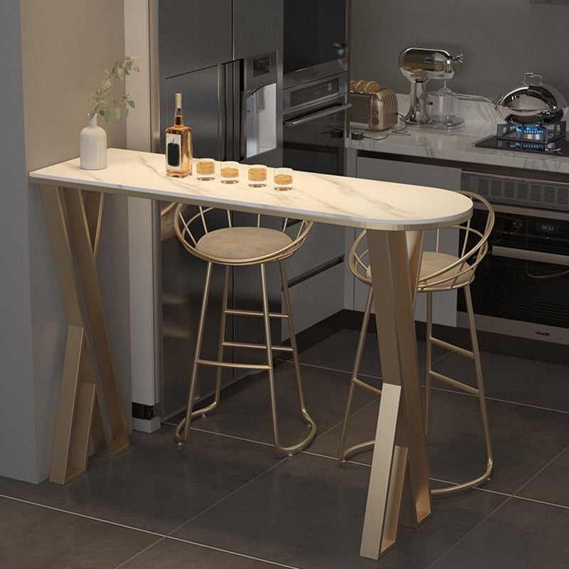 キッチン用の焼結石ビストロバーテーブルメタルベースバーテーブル