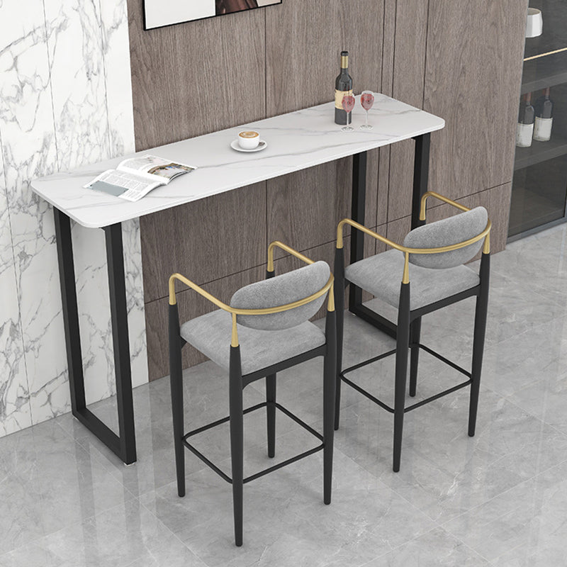 Rectangle Sintered Stone Bar Table Sled Base Dining Table in White 70.9"L x 23.6"W x 41.3"H Without Chairs Clearhalo 'Bar Furniture' 'Bar Tables' 'bar_tables' 'furn' 'furn_bar_tables' 'Furniture' 'Kitchen & Dining Furniture' 6748909