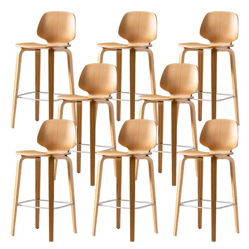 Solid Wood Dining Stools Contemporary Brown Bar Stools with Footrest