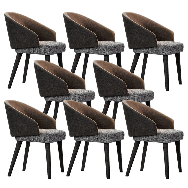Contemporary Arm Chair Faux Leather Solid Back Dining Room Chair for Indoor