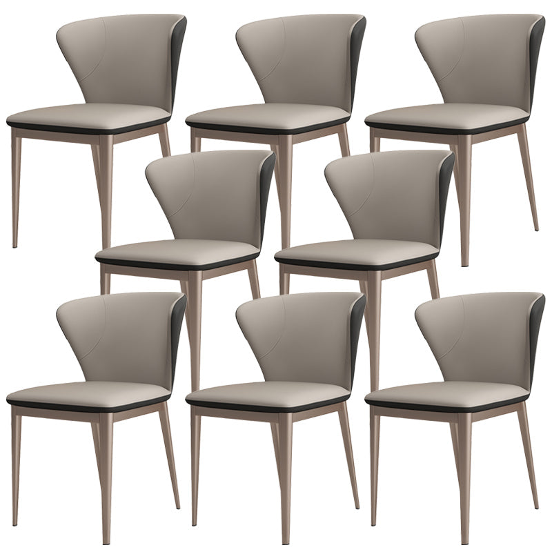 Contemporary Side Chair Faux Leather Solid Back Dining Room Chair for Kitchen