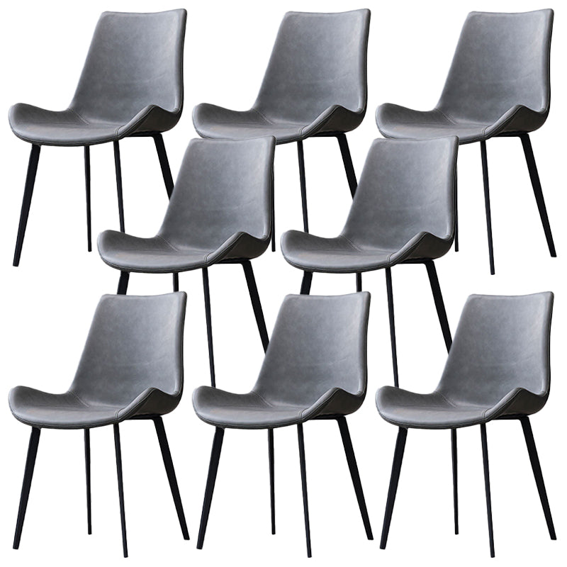 Industrial Style Side Chair Metal Solid Back Dining Room Chair for Kitchen Grey 8 Piece Set Clearhalo 'Dining Chairs' 'Dining Tables & Seating' 'dining_chair' 'furn' 'furn_dining_chair' 'Furniture' 'Kitchen & Dining Furniture' 6750138