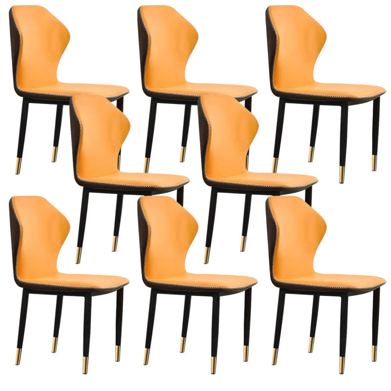 Faux Leather Dining Chairs 17.3" Wide Wingback Parsons Chair Set