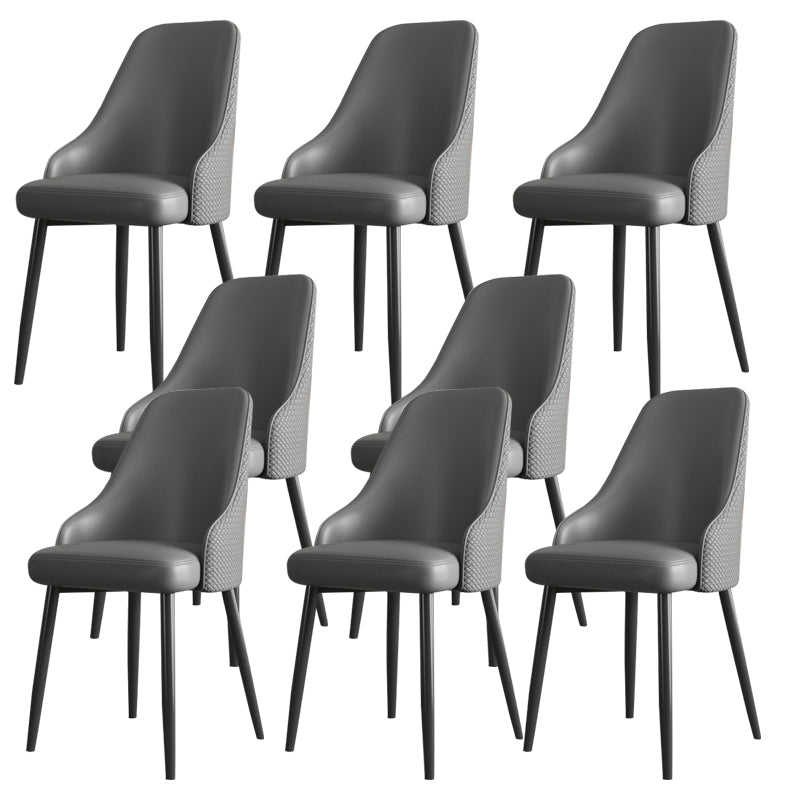 Faux Leather Modern Dining Chairs Parsons Arm Chair for Dining Room Grey 8 Piece Set Clearhalo 'Dining Chairs' 'Dining Tables & Seating' 'dining_chair' 'furn' 'furn_dining_chair' 'Furniture' 'Kitchen & Dining Furniture' 6750777