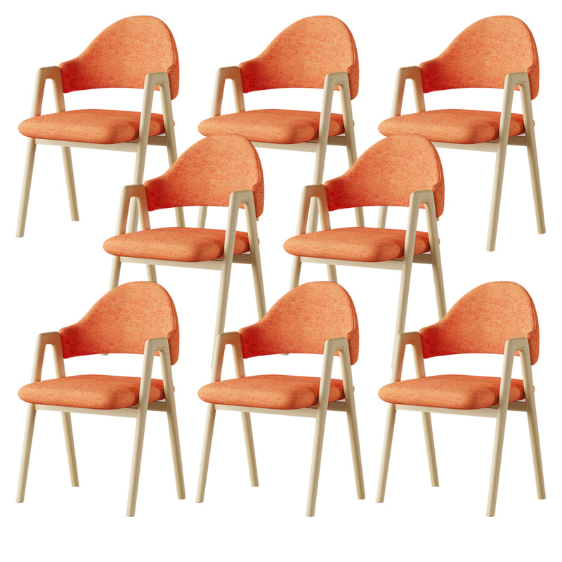 Glam Style Arm Chair 19.3" Wide Open Back Dining Side Chair Set Natural Wood Orange 8 Piece Set Clearhalo 'Dining Chairs' 'Dining Tables & Seating' 'dining_chair' 'furn' 'furn_dining_chair' 'Furniture' 'Kitchen & Dining Furniture' 6751503