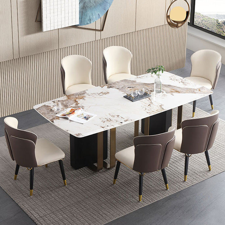 Modern Style Rectangle Dining Table Sintered Stone Table with Metal Legs for Home 70.9"L x 35.4"W x 29.5"H Without Chairs Clearhalo 'Dining Tables & Seating' 'Dining Tables' 'dining_table' 'furn' 'furn_dining_table' 'Furniture' 'Kitchen & Dining Furniture' 6751769