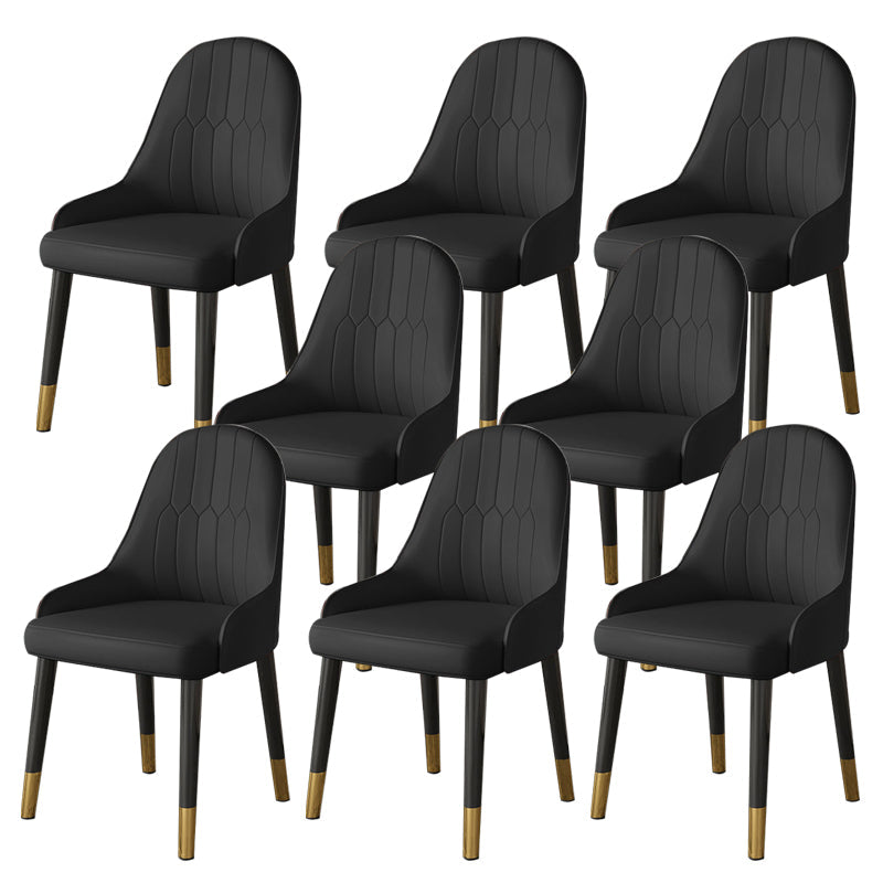 Faux Leather Dining Chair Parsons Home Dining Arm Side Chair Black 8 Piece Set Brass Gold Clearhalo 'Dining Chairs' 'Dining Tables & Seating' 'dining_chair' 'furn' 'furn_dining_chair' 'Furniture' 'Kitchen & Dining Furniture' 6752110