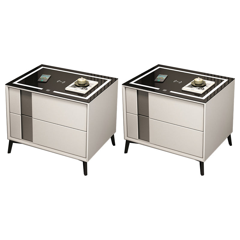 Glas und Holz Nachttisch moderner minimalistischer Nachttisch mit Schubladen