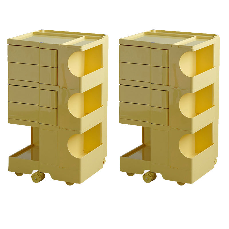 Moderner Plastik -Nachttisch Open Storage Night Ständer mit Rädern