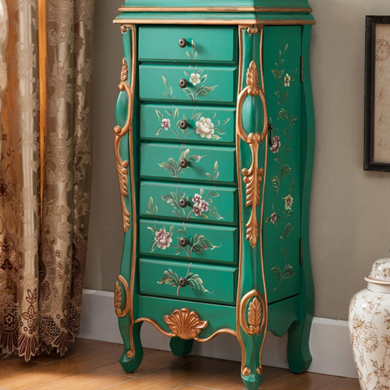 Industrial Side Cabinet in Solid Wood with 7 Drawers and 1 Door Green Clearhalo 'Cabinets & Chests' 'cabinets_chests' 'furn' 'furn_cabinets_chests' 'Furniture' 'Living Room Furniture' 6753330