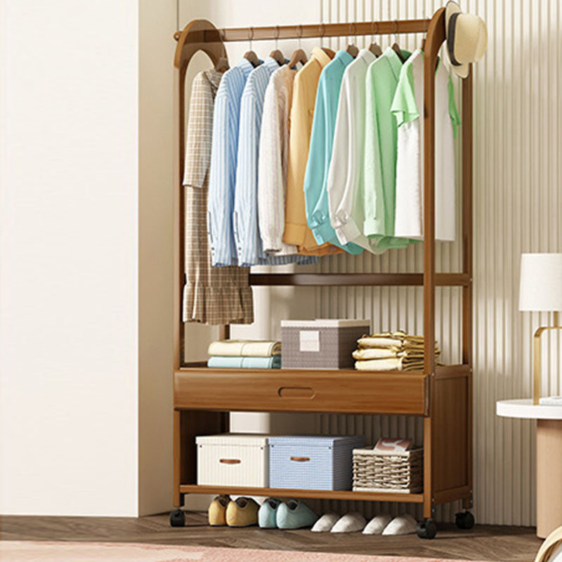 Colgador de madera estilo moderno estilo de pelaje para el suelo minimalista con polea