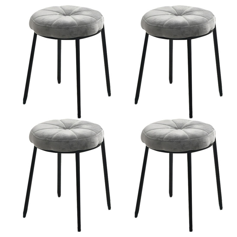 Velvet Upholstered Ottoman Velvet Colored Flower Shape Metal Frame Ottoman Dark Gray 4 Piece Set Clearhalo 'furn' 'furn_ottomans_poufs' 'Furniture' 'Living Room Furniture' 'Ottomans & Poufs' 'ottomans_poufs' 6755981