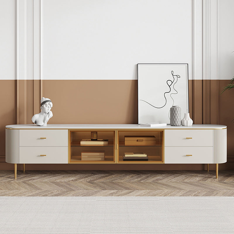 Enclosed Storage Media Console TV Stand Stone TV Stand with 4 Drawers 93"L x 15"W x 19"H Clearhalo 'furn' 'furn_tv_stands_entertainment_centers' 'Furniture' 'Living Room Furniture' 'TV Stands & Entertainment Centers' 'TV Stands & Media Storage Furniture' 'tv_stands_entertainment_centers' 6757459