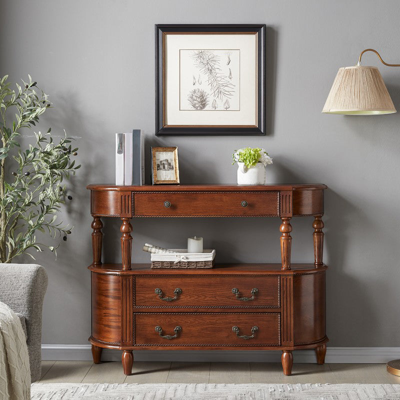 Mid-Century Modern Wood Accent Table Half Moon Console Sofa Table for Hall 47"L x 12"W x 35"H Brown Clearhalo 'Console Tables' 'console_tables' 'Entry & Mudroom Furniture' 'furn' 'furn_console_tables' 'Furniture' 6757723