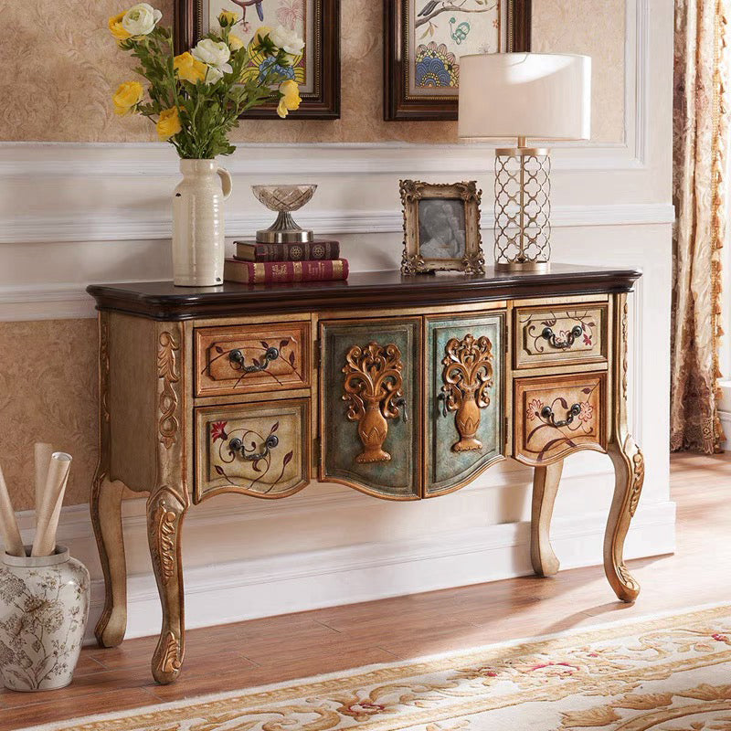 French Country Wooden Console Table Rectangle Console Sofa Table for Hall 55"L x 18"W x 35"H Champagne Clearhalo 'Console Tables' 'console_tables' 'Entry & Mudroom Furniture' 'furn' 'furn_console_tables' 'Furniture' 6757746