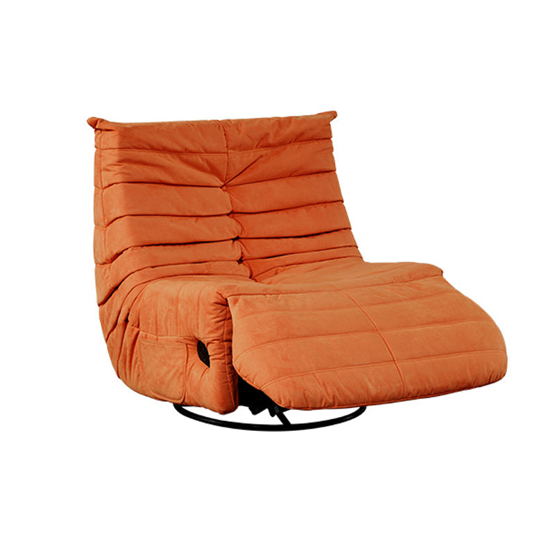 Microsuede Manual Recliner Tufted Back Home Theater Recliner with Storage Orange Clearhalo 'Chairs & Seating' 'furn' 'furn_recliners' 'Furniture' 'Living Room Furniture' 'Recliners' 6760070