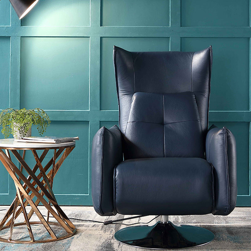 Genuine Leather Standard Recliner Swivel Base Recliner Chair With Legs Blue Yes Clearhalo 'Chairs & Seating' 'furn' 'furn_recliners' 'Furniture' 'Living Room Furniture' 'Recliners' 6760259