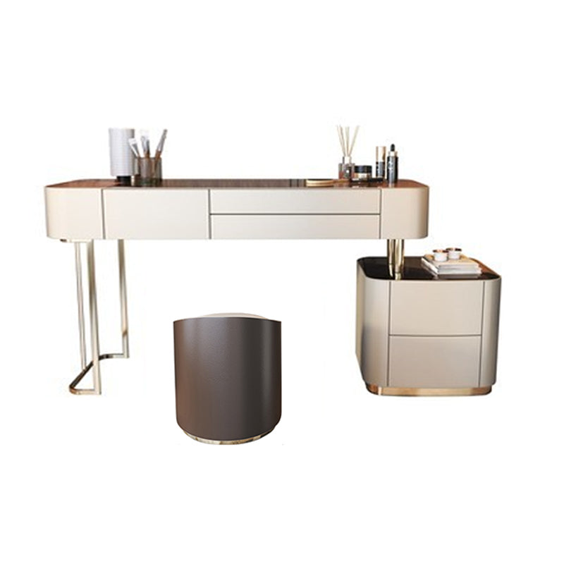 Luxurious Wood and Metal Make-up Vanity 5 Drawers Dressing Table